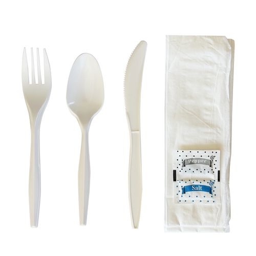 Boardwalk Six-piece Cutlery Kit Fork/knife/teaspoon/napkin/pepper/salt White 1000/Case