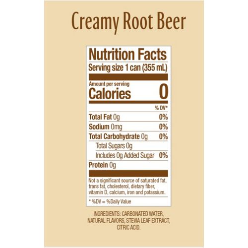 Zevia Zero Sugar Naturally Sweetened Soda Creamy Root Beer 12 Oz Can 12/Case