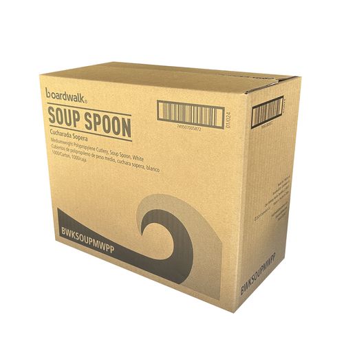 Boardwalk Mediumweight Polypropylene Cutlery Soup Spoon White 1000/Case