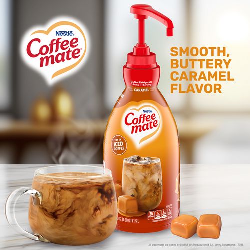 Coffee Mate Liquid Creamer Pump Bottle Caramel 50.7 Oz Pump Bottle 2/Case