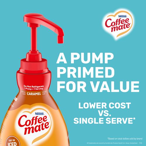 Coffee Mate Liquid Creamer Pump Bottle Caramel 50.7 Oz Pump Bottle 2/Case