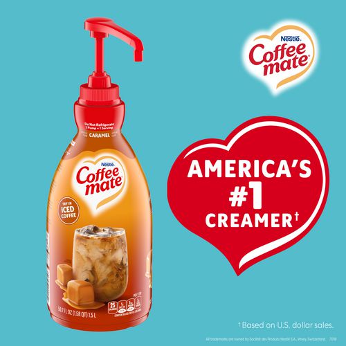 Coffee Mate Liquid Creamer Pump Bottle Caramel 50.7 Oz Pump Bottle 2/Case