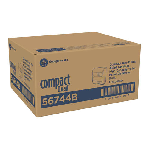 Georgia Pacific Professional Compact Quad Vertical Four Roll Coreless Tissue Dispenser 12.31x14.81x7.86 Black