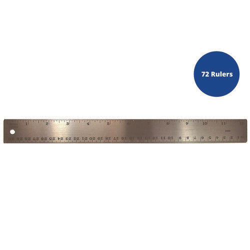 TPG Creations Stainless Steel Ruler Standard/metric 12" Long Silver 72/Case