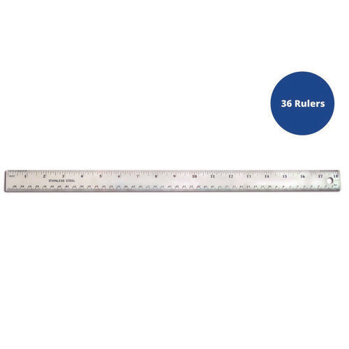 TPG Creations Stainless Steel Ruler Standard/metric 18" Long Silver 36/Case