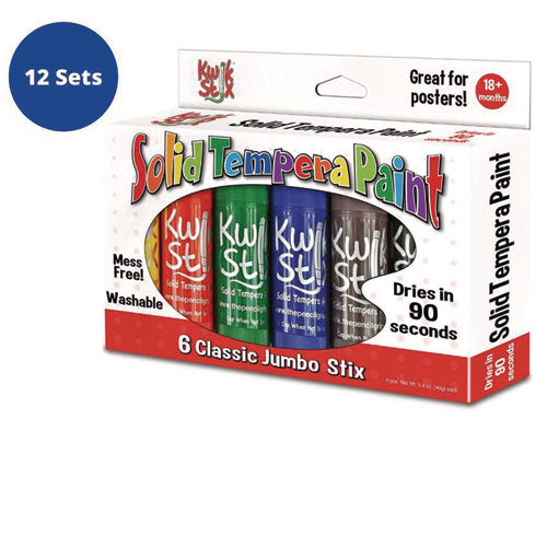 TPG Creations Kwik Stick Tempera Paint 6 Assorted Classic Colors 6/pack 12 Packs/Case