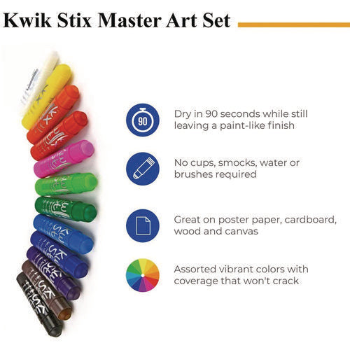 TPG Creations Kwik Stix Tempera Paint Set 60 Assorted Colors 60/pack 3 Packs/Case