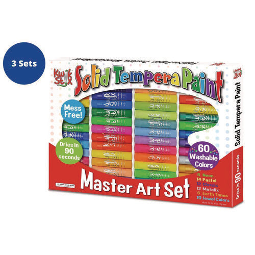 TPG Creations Kwik Stix Tempera Paint Set 60 Assorted Colors 60/pack 3 Packs/Case