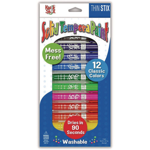 TPG Creations Thin Stix Tempera Paint Set 12 Assorted Classic Colors 12/set 12 Sets/Case