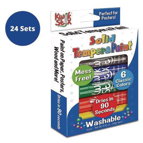 TPG Creations Kwik Stix Tempera Paint Set 0.7"x3.5" Assorted 6 Sticks/pack 24 Packs/Case