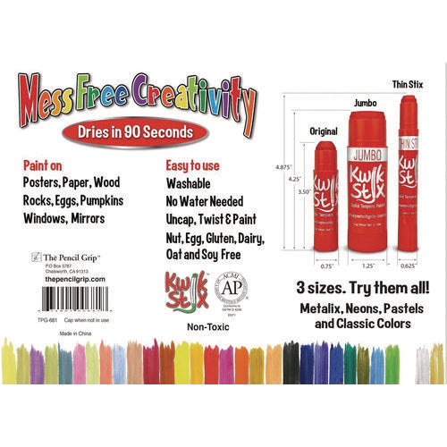 TPG Creations Kwik Stix Tempera Paint Set 30 Assorted Colors 30/pack 6 Packs/Case