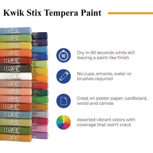 TPG Creations Kwik Stix Tempera Paint Set 30 Assorted Colors 30/pack 6 Packs/Case