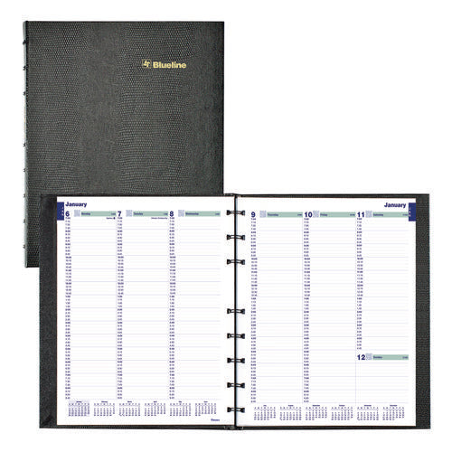 Blueline Plan And Link Weekly Appointment Planner 9.25"x7.25" Black Cover 12-month (jan To Dec): 2025