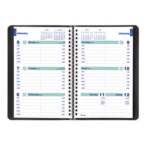 Blueline Plan And Link Weekly Planner 8"x5" Black Cover 12-month (jan To Dec): 2025