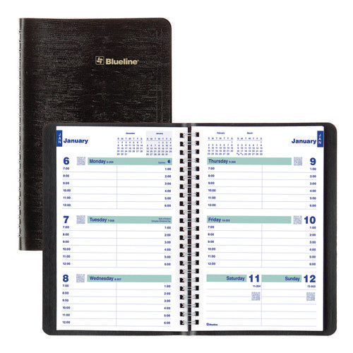 Blueline Plan And Link Weekly Planner 8"x5" Black Cover 12-month (jan To Dec): 2025