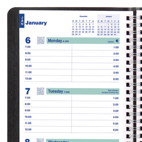 Blueline Plan And Link Weekly Planner 8"x5" Black Cover 12-month (jan To Dec): 2025