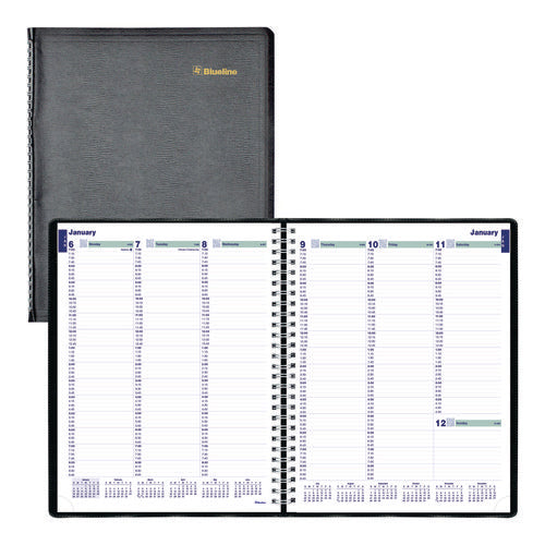 Blueline Plan And Link Weekly Appointment Planner 11"x9.06" Black Cover 12-month (jan To Dec): 2025