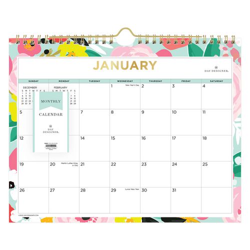 Blue Sky Day Designer Secret Garden Mint Monthly Wall Calendar Floral Artwork 11x8.75 Multicolor Sheets 12-month (jan-dec): 2025