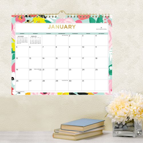 Blue Sky Day Designer Secret Garden Mint Monthly Wall Calendar Floral Artwork 11x8.75 Multicolor Sheets 12-month (jan-dec): 2025