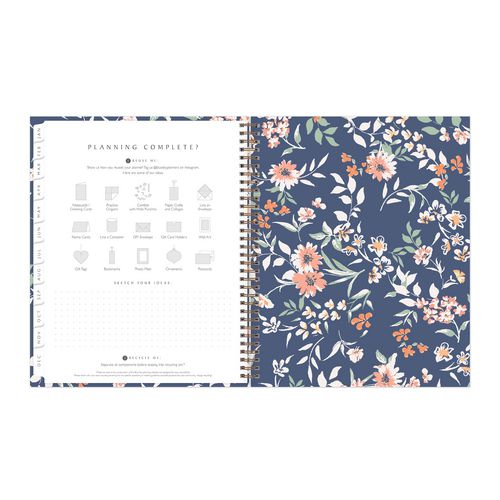 Blue Sky One Tree Planted Effie Weekly/monthly Planner Floral Artwork 11"x8.5" Blue/peach/green Cover 12-month (jan-dec): 2025