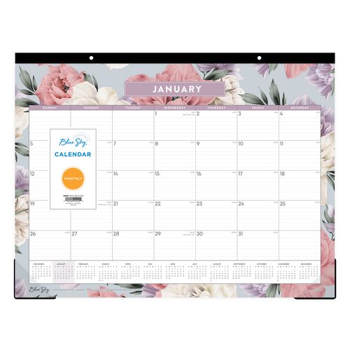 Blue Sky Tula Monthly Desk Pad Calendar Floral Artwork 22"x17" White/purple/pink Sheets Black Headband 12-month (jan-dec): 2025