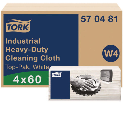 Tork Industrial Heavy-duty Cleaning Cloth 1-ply 13.97x4.25 Unscented White 60 Cloths 4/Case