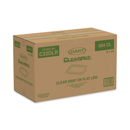 Dart Clearpac Clear Container Lids Flat 6.5x7.5 Clear Plastic 63/pack 8 Packs/Case