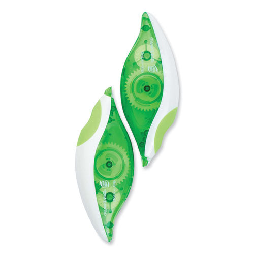 Paper Mate Liquid Paper Dryline Grip Correction Tape Non-refillable Gray/green Applicator 0.2"x335" 2/pack