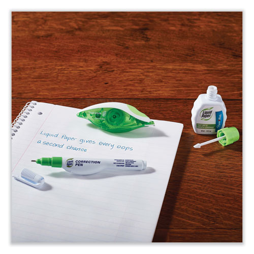 Paper Mate Liquid Paper Dryline Grip Correction Tape Non-refillable Gray/green Applicator 0.2"x335" 2/pack
