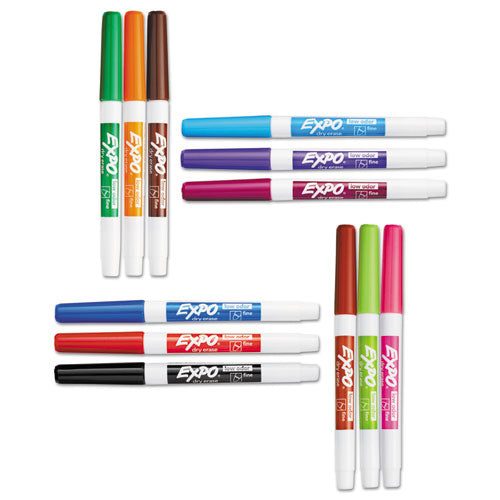 EXPO Low-odor Dry-erase Marker Fine Bullet Tip Assorted Colors 12/set