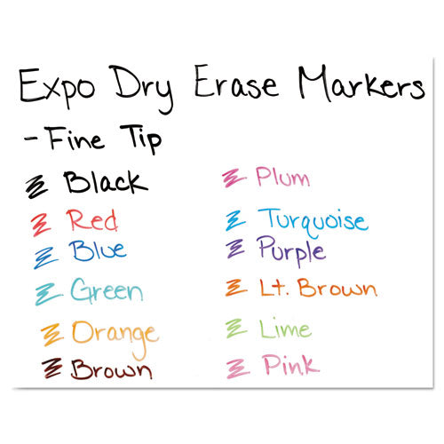 EXPO Low-odor Dry-erase Marker Fine Bullet Tip Assorted Colors 12/set