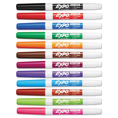 EXPO Low-odor Dry-erase Marker Fine Bullet Tip Assorted Colors 12/set