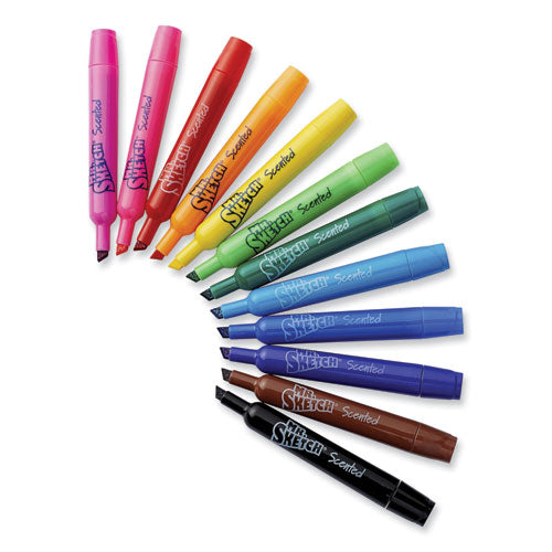Mr. Sketch Scented Watercolor Marker Broad Chisel Tip Assorted Colors 12/set