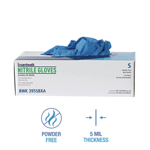 Boardwalk Disposable Powder-free Nitrile Gloves Small Blue 5 Mil 100/box 10 Boxes/Case