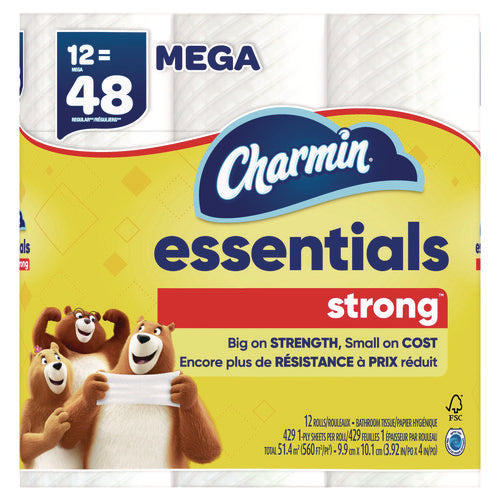 Charmin Essentials Strong Bathroom Tissue Septic Safe 1-ply White 429/roll 12 Rolls/pack