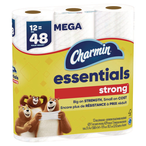 Charmin Essentials Strong Bathroom Tissue Septic Safe 1-ply White 429/roll 12 Rolls/pack