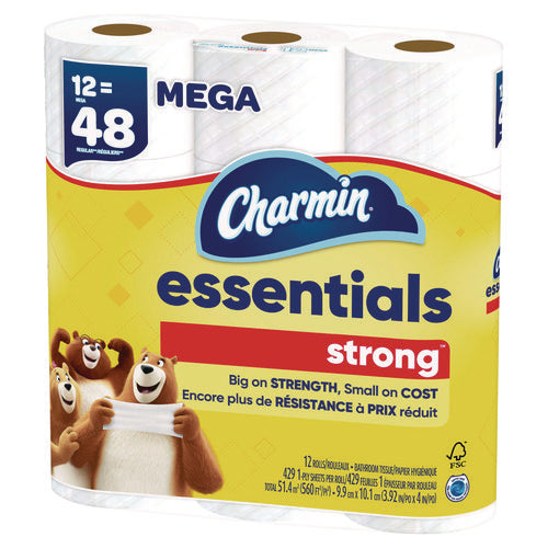 Charmin Essentials Strong Bathroom Tissue Septic Safe 1-ply White 429/roll 12 Rolls/pack