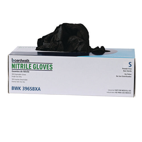 Boardwalk Disposable General-purpose Powder-free Nitrile Gloves Small Black 4.4 Mil 100/box 10 Boxes/Case