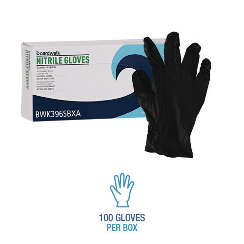 Boardwalk Disposable General-purpose Powder-free Nitrile Gloves Small Black 4.4 Mil 100/box 10 Boxes/Case