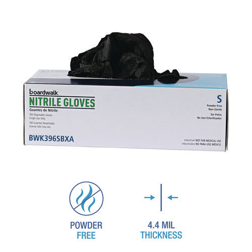 Boardwalk Disposable General-purpose Powder-free Nitrile Gloves Small Black 4.4 Mil 100/box 10 Boxes/Case