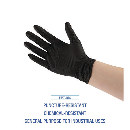 Boardwalk Disposable General-purpose Powder-free Nitrile Gloves Small Black 4.4 Mil 100/box 10 Boxes/Case