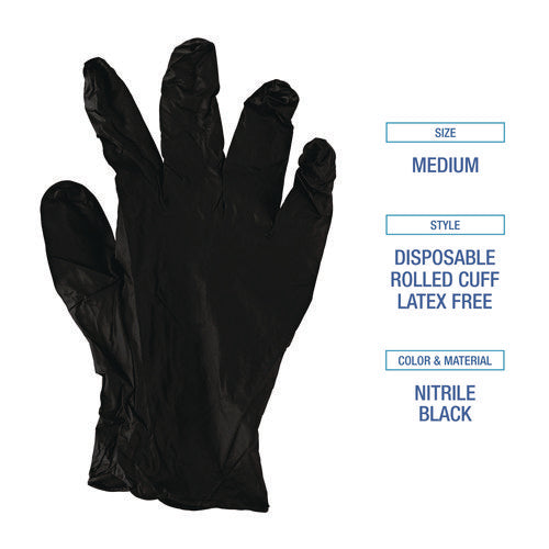 Boardwalk Disposable General-purpose Powder-free Nitrile Gloves Small Black 4.4 Mil 100/box 10 Boxes/Case