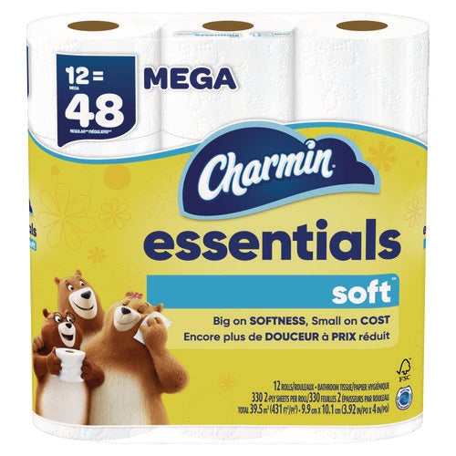 Charmin Essentials Soft Bathroom Tissue Septic Safe 2-ply White 330 Sheets/roll 12 Rolls/Case