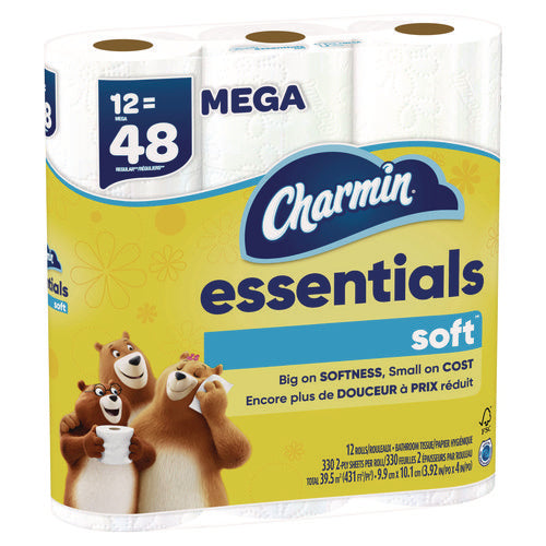 Charmin Essentials Soft Bathroom Tissue Septic Safe 2-ply White 330 Sheets/roll 12 Rolls/Case