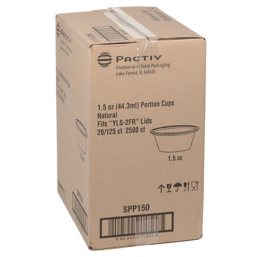 Pactiv Evergreen Plastic Portion Cup 1.5 Oz Translucent 125/sleeve 20 Sleeves/Case