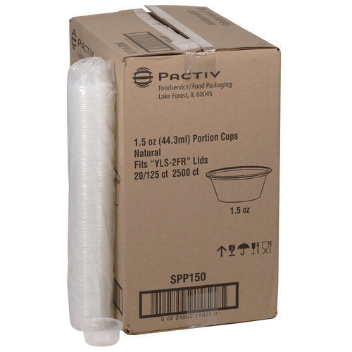 Pactiv Evergreen Plastic Portion Cup 1.5 Oz Translucent 125/sleeve 20 Sleeves/Case