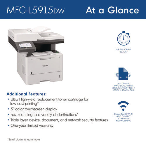 Brother Mfc-l5915dw Business Monochrome Aio Laser Printer Copy/fax/print/scan