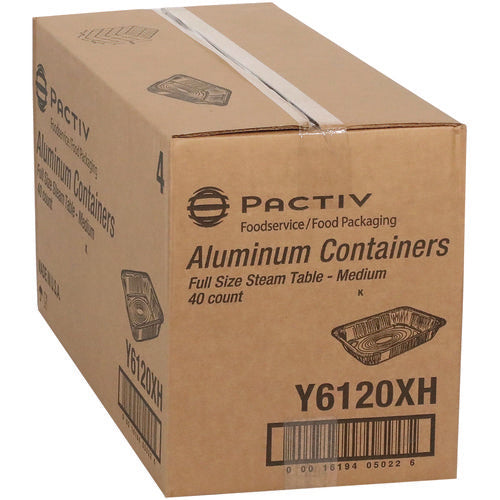 Pactiv Evergreen Aluminum Steam Table Pan Full-size Medium 2.2" Deep 19.6x11.6 40/Case