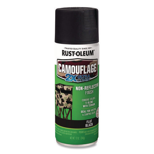 Rust-Oleum Camouflage Spray Paint Flat Black 12 Oz Aerosol Can 6/Case