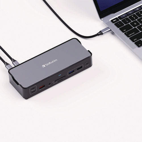 Verbatim Usb-c Pro Docking Station 15-in-1 Audio/displayport/hdmi/micro Sd/rj45/sd/usb-a/usb-c Gray